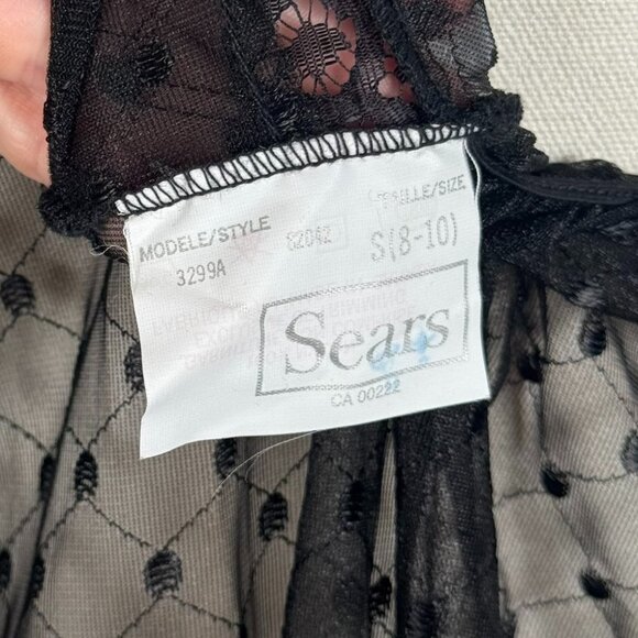 Vintage Sears Sheer Babydoll Mesh Slip Dress Embroidered Dotted Small - Picture 12 of 12